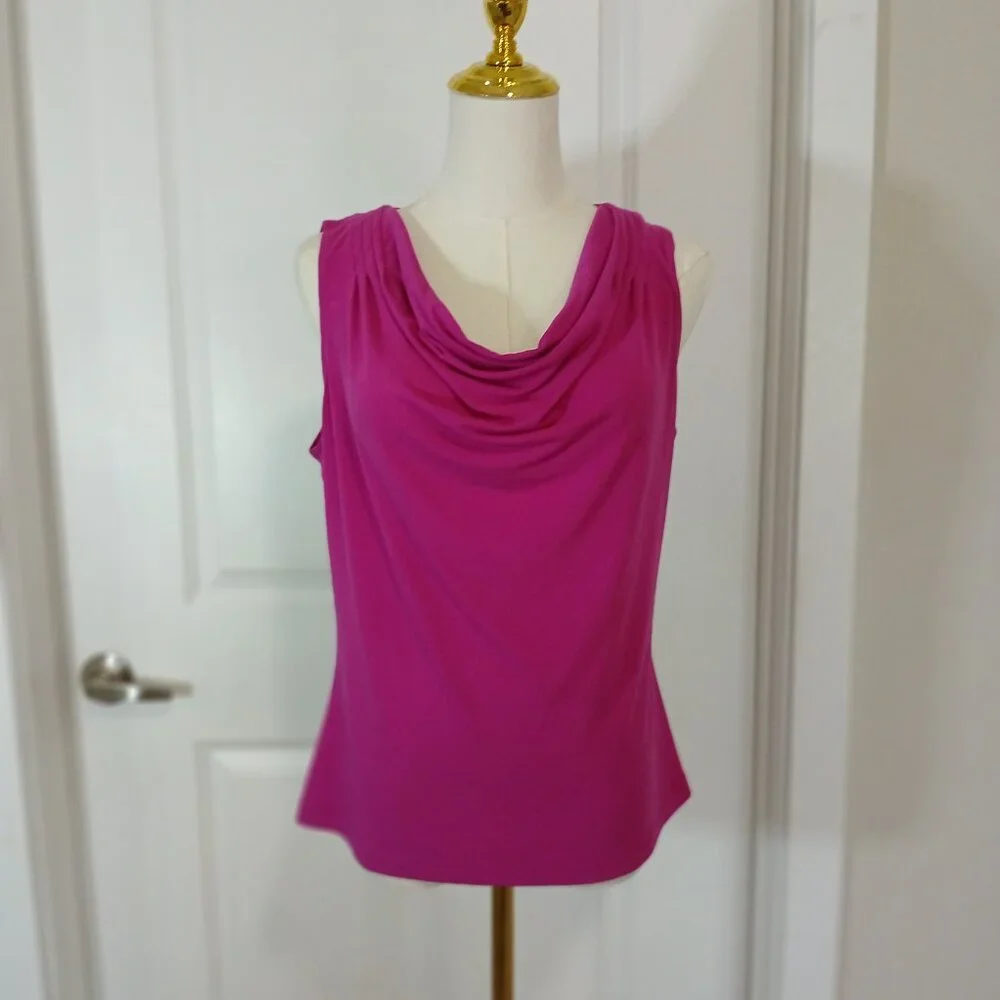 Calvin Klein Draped Top Women’s Size M Pink Sleeveless Cowl Neck - Like New - Picture 2 of 11